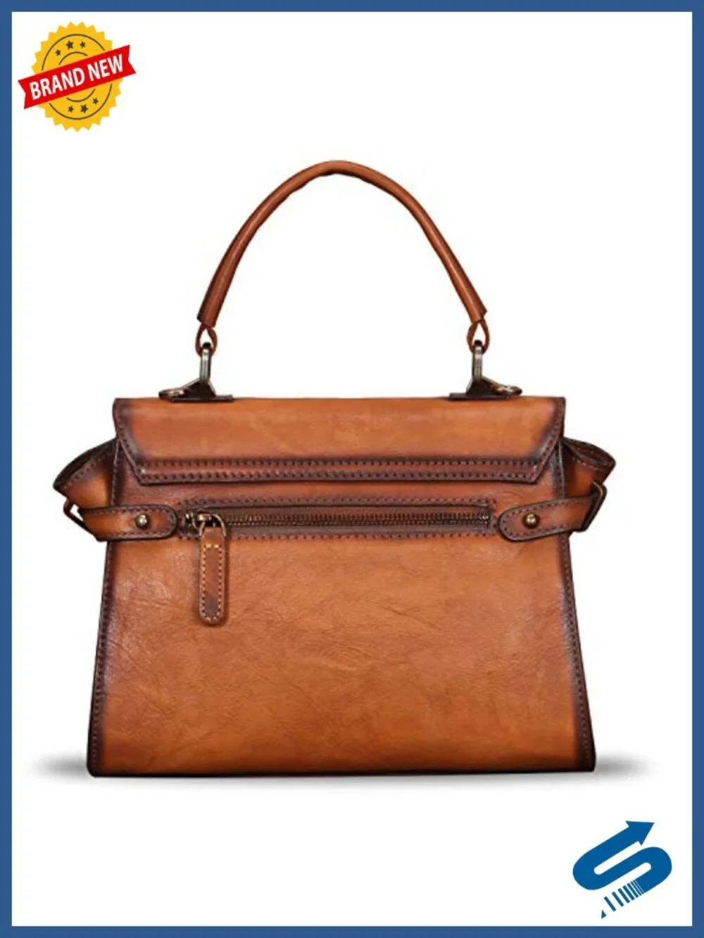 Genuine Leather Satchel Crossbody Shoulder Bag Vintage Retro Purse with Strap